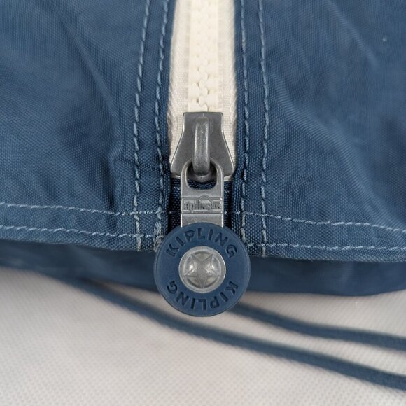 Genuine Kipling Supertaboo Blue Drawstring Zippered Backpack-Used-Good condition - Picture 6 of 11